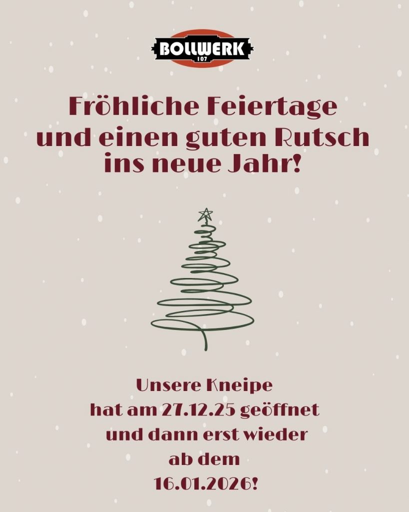 Weihnachtsgrüße und Öffnungszeiten über den Jahreswechsel